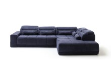 Polstergarnitur >Donaugh< 5 verstellbare Kopfteile, in blau-schwarz - 323x76x231 (BxHxT)