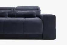 Polstergarnitur >Donaugh< Sitztiefen + Kopfteilverstellungen, blau-schwarz - 323x76x231 (BxHxT)