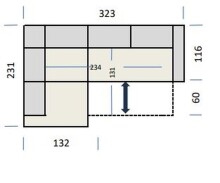 Polstergarnitur >Donaugh< Sitztiefen + Kopfteilverstellungen, blau-schwarz - 323x76x231 (BxHxT)