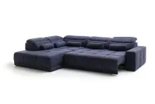 Polstergarnitur >Donaugh< Sitztiefen + Kopfteilverstellungen, blau-schwarz - 323x76x231 (BxHxT)