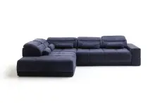 Polstergarnitur >Donaugh< Sitztiefen + Kopfteilverstellungen, blau-schwarz - 323x76x231 (BxHxT)