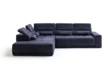 Polstergarnitur >Donaugh< Sitztiefen + Kopfteilverstellungen, blau-schwarz - 323x76x231 (BxHxT)