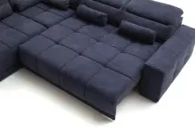 Polstergarnitur >Donaugh< Sitztiefen + Kopfteilverstellungen, blau-schwarz - 323x76x231 (BxHxT)