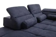 Polstergarnitur >Donaugh< Sitztiefen + Kopfteilverstellungen, blau-schwarz - 323x76x231 (BxHxT)