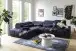 Polstergarnitur >Donaugh< Sitztiefen + Kopfteilverstellungen, blau-schwarz - 323x76x231 (BxHxT)