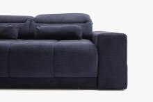 Polstergarnitur >Donaugh< Kopfteilverstellung&Schwenkrücken, blau-schwarz - 323x76x231 (BxHxT)