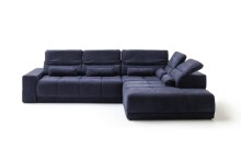 Polstergarnitur >Donaugh< Kopfteilverstellung&Schwenkrücken, blau-schwarz - 323x76x231 (BxHxT)