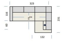 Polstergarnitur >Donaugh< Kopfteilverstellung&Schwenkrücken, blau-schwarz - 323x76x231 (BxHxT)
