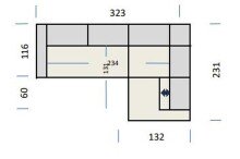 Polstergarnitur >Donaugh< Kopfteilverstellung&Schwenkrücken, blau-schwarz - 323x76x231 (BxHxT)