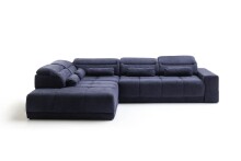 Polstergarnitur >Donaugh< inkl. aller Funktionen, in blau-schwarz - 323x76x231 (BxHxT)
