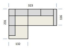 Polstergarnitur >Donaugh< 5 verstellbare Kopfteile, silbergrau - 323x76x231 (BxHxT)