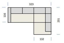 Polstergarnitur >Donaugh<  5 verstellbare Kopfteile, in silbergrau - 323x76x231 (BxHxT)