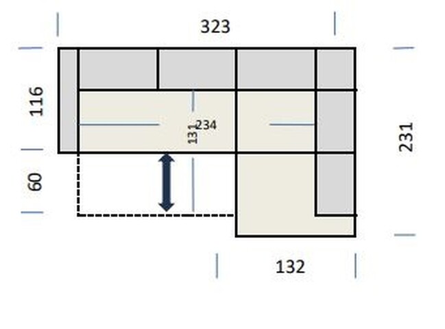 Polstergarnitur >Donaugh< Sitztiefen + Kopfteilverstellungen, silbergrau - 323x76x231 (BxHxT)