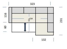 Polstergarnitur >Donaugh< Sitztiefen + Kopfteilverstellungen, silbergrau - 323x76x231 (BxHxT)