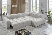 Polstergarnitur >Donaugh< Sitztiefen + Kopfteilverstellungen, silbergrau - 323x76x231 (BxHxT)