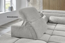 Polstergarnitur >Donaugh< Kopfteilverstellung&Schwenkrücken, silbergrau - 323x76x231 (BxHxT)