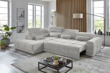 Polstergarnitur >Donaugh< inkl. aller Funktionen, in silbergrau - 323x76x231 (BxHxT)