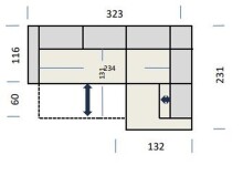 Polstergarnitur >Donaugh< inkl. aller Funktionen, in silbergrau - 323x76x231 (BxHxT)