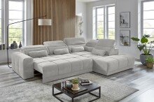 Polstergarnitur >Donaugh< inkl. aller Funktionen, in silbergrau - 323x76x231 (BxHxT)