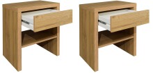 Nachtkommode >Five< (2er-Set) in Eiche sanremo hell - 44x52x36 (BxHxT)