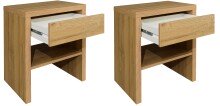 Nachtkommode >Five< (2er-Set) in Eiche sanremo hell - 44x52x36 (BxHxT)