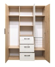 Drehtürenschrank >Micha< in asteiche / artisan weiss - 127x186x54 (BxHxT)