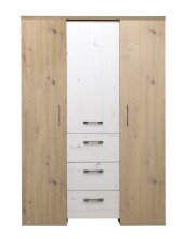 Drehtürenschrank >Micha< in asteiche / artisan weiss - 127x186x54 (BxHxT)