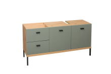 Badezimmer-Set >Coco< (3-teilig) in Asteiche Dekor / pine green - 119x200x38 (BxHxT)