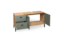 Badezimmer-Set >Coco< (3-teilig) in Asteiche Dekor / pine green - 119x200x38 (BxHxT)