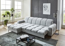 Polstergarnitur >Franciska< Sitztiefen + Kopfteilverstellung, silbergrau - 286x88x195 (BxHxT)