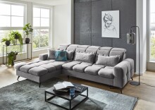 Polstergarnitur >Franciska< Sitztiefen + Kopfteilverstellung, grau - 286x88x195cm (BxHxT)