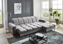 Polstergarnitur >Franciska< Sitztiefen + Kopfteilverstellung, grau - 286x88x195cm (BxHxT)