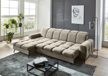 Polstergarnitur >Franciska< Sitztiefen + Kopfteilverstellung, mocca - 286x88x195cm (BxHxT)