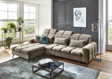 Polstergarnitur >Franciska< Sitztiefen + Kopfteilverstellung, mocca - 286x88x195cm (BxHxT)