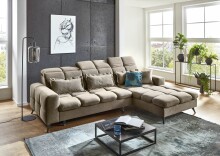 Polstergarnitur >Franciska< Sitztiefen + Kopfteilverstellung, mocca - 286x88x195cm (BxHxT)