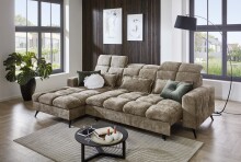 Polstergarnitur >Franciska<  Sitztiefen + Kopfteilverstellung, hellbraun - 286x88x195 (BxHxT)