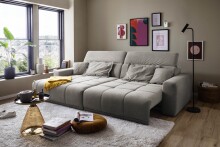 Polstergarnitur >Belan< Sitztiefen + Kopfteilverstellung, hellgrau - 288x80x176cm (BxHxT)