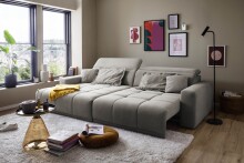 Polstergarnitur >Belan< Sitztiefen + Kopfteilverstellung, hellgrau - 288x80x176cm (BxHxT)