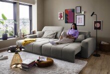 Polstergarnitur >Belan< Sitztiefen + Kopfteilverstellung, hellgrau - 288x80x176cm (BxHxT)