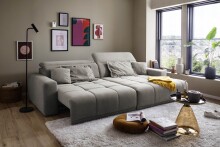 Polstergarnitur >Belan< Sitztiefen + Kopfteilverstellung, hellgrau - 288x80x176cm (BxHxT)