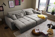 Polstergarnitur >Belan< Sitztiefen + Kopfteilverstellung, hellgrau - 288x80x176cm (BxHxT)