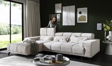 Polstergarnitur >Sally< Sitztiefen + Kopfetilverstellung, creme - 285x79x201cm (BxHxT)