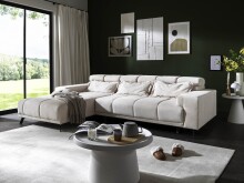 Polstergarnitur >Sally< Sitztiefen + Kopfetilverstellung, creme - 285x79x201cm (BxHxT)