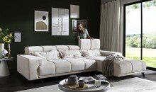 Polstergarnitur >Sally< Sitztiefen + Kopfetilverstellung, creme - 285x79x201cm (BxHxT)