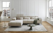 Polstergarnitur >Sally< Sitztiefen + Kopfetilverstellung, creme - 285x79x201cm (BxHxT)