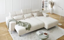 Polstergarnitur >Sally< Sitztiefen + Kopfetilverstellung, creme - 285x79x201cm (BxHxT)