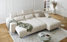 Polstergarnitur >Sally< Sitztiefen + Kopfetilverstellung, creme - 285x79x201cm (BxHxT)