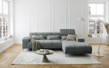 Polstergarnitur >Sally< Sitztiefen + Kopfetilverstellung, dunkelgrau - 285x79x201cm (BxHxT)