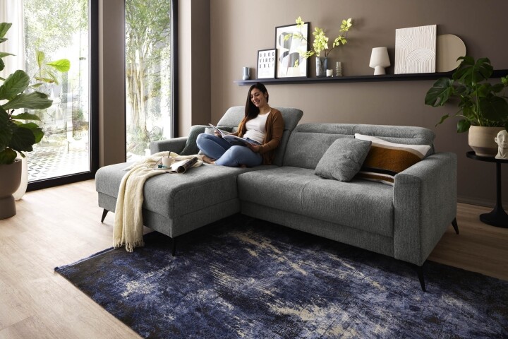 Polsterecke >Trouble< elektrische Relaxfunktion, mittelgrau - 251x81x165cm (BxHxT)