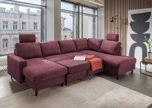 Wohnlandschaft >Pris< U-Form, Funktionen, fuchsia - 153x305x75x200 (LxBxHxT)